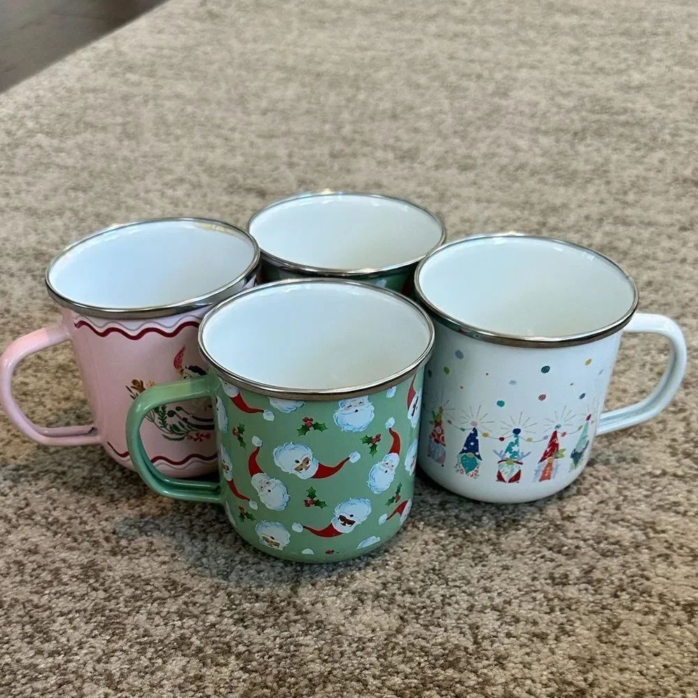 World Market (4) ChristmasโThemed Tin Mugs